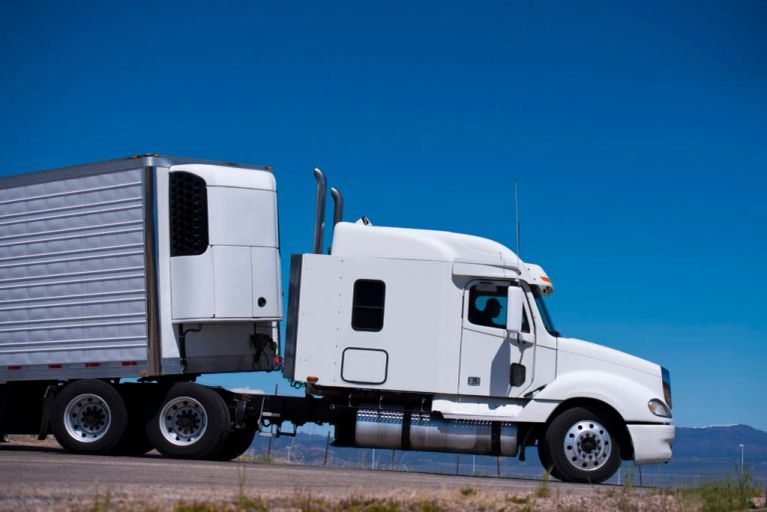 Refrigerated truck on highway
